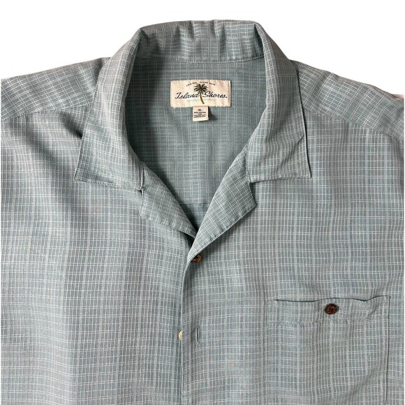 Island Shores Men's SS Button Rayon Blend Shirt  XL  Blue-Green Coastal Vacation - Picture 3 of 8